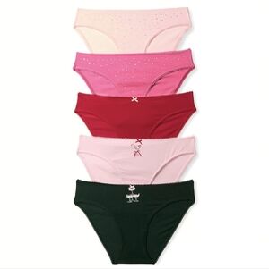 Victoria's Secret 5-PACK STRETCH COTTON BIKINI PANTIES PINK (M) NIB!